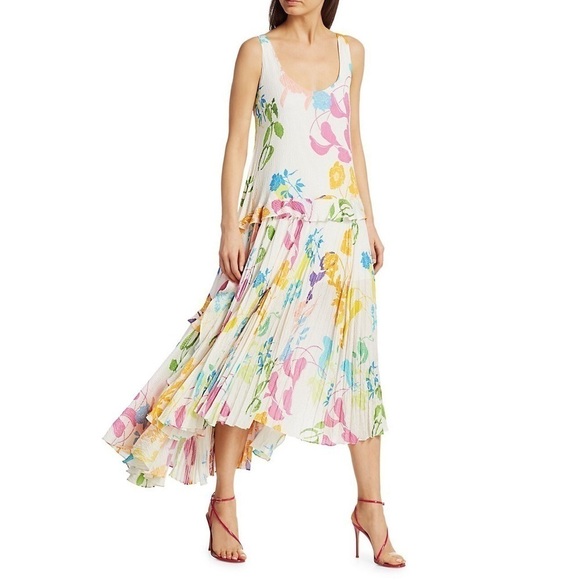 Tanya Taylor Collage Floral Collette Dress Small Silk - Picture 1 of 12